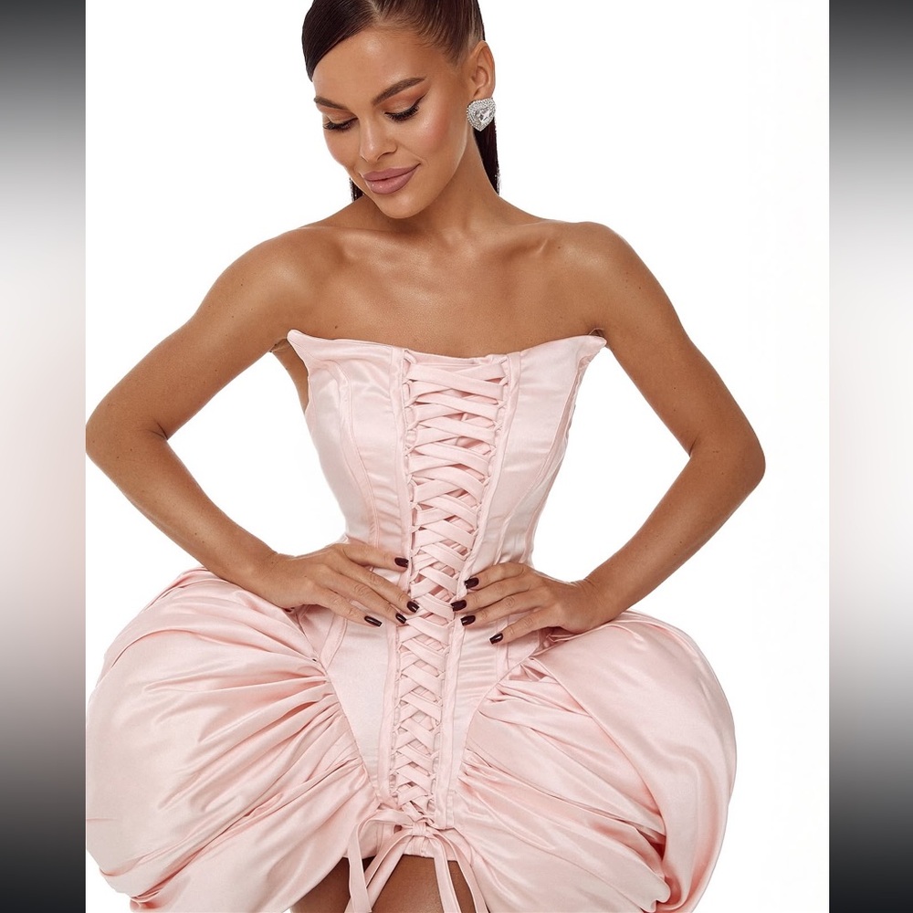 Jovani Pink Strapless Prom Dress